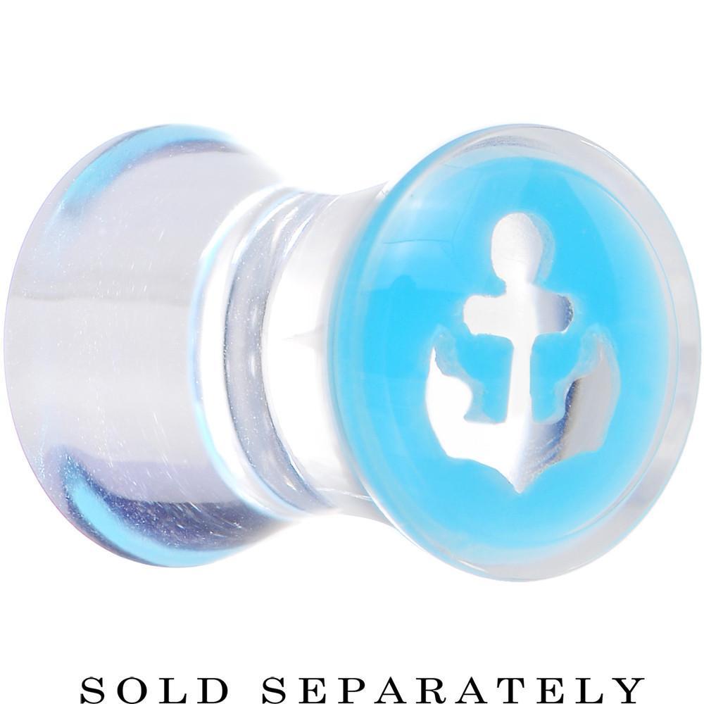 BodyCandy Clear Light Blue Acrylic Set Sail Nautical Anchor Saddle Plug Available in Sizes 6mm to 20mm — main product shot