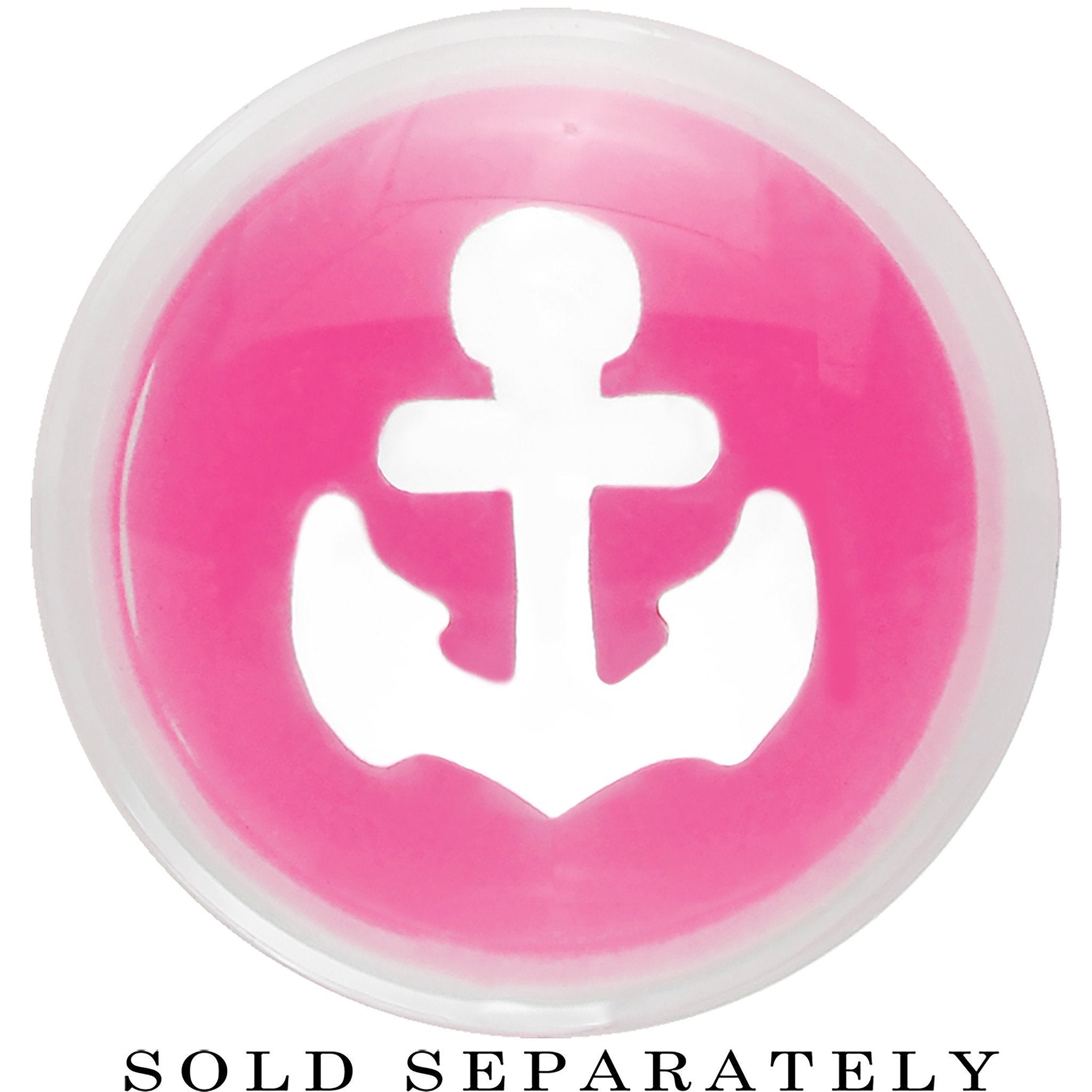 BodyCandy Clear Pink Acrylic Set Sail Nautical Anchor Saddle Plug Available in Sizes 6mm to 20mm — detail close-up