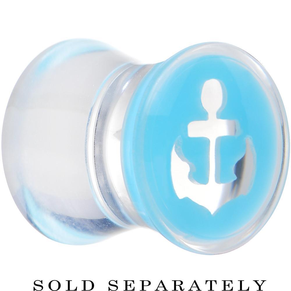 BodyCandy Clear Light Blue Acrylic Set Sail Nautical Anchor Saddle Plug Available in Sizes 6mm to 20mm — lifestyle context