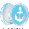 BodyCandy Clear Light Blue Acrylic Set Sail Nautical Anchor Saddle Plug Available in Sizes 6mm to 20mm — side view