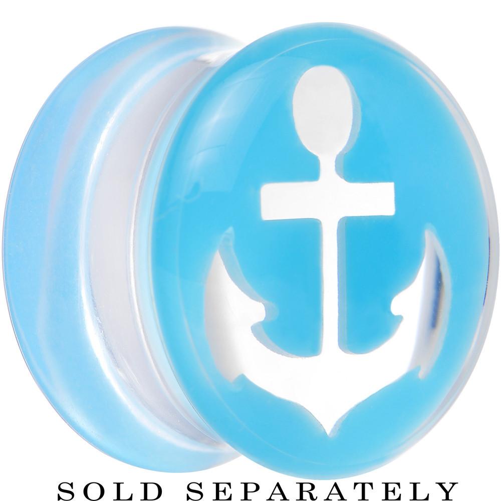 BodyCandy Clear Light Blue Acrylic Set Sail Nautical Anchor Saddle Plug Available in Sizes 6mm to 20mm — alternative angle