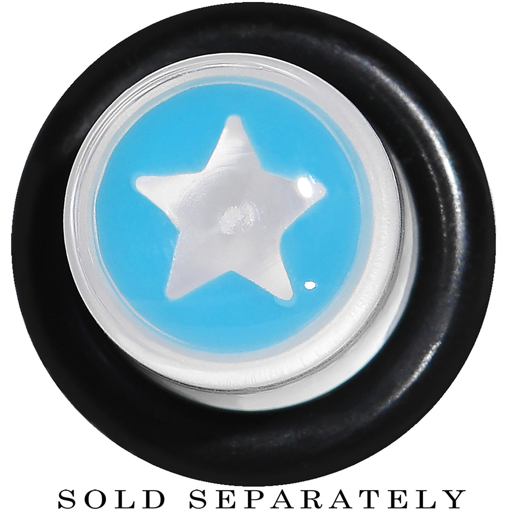 BodyCandy 0G Clear Light Blue Acrylic Wish on a Star Taper — detail close-up