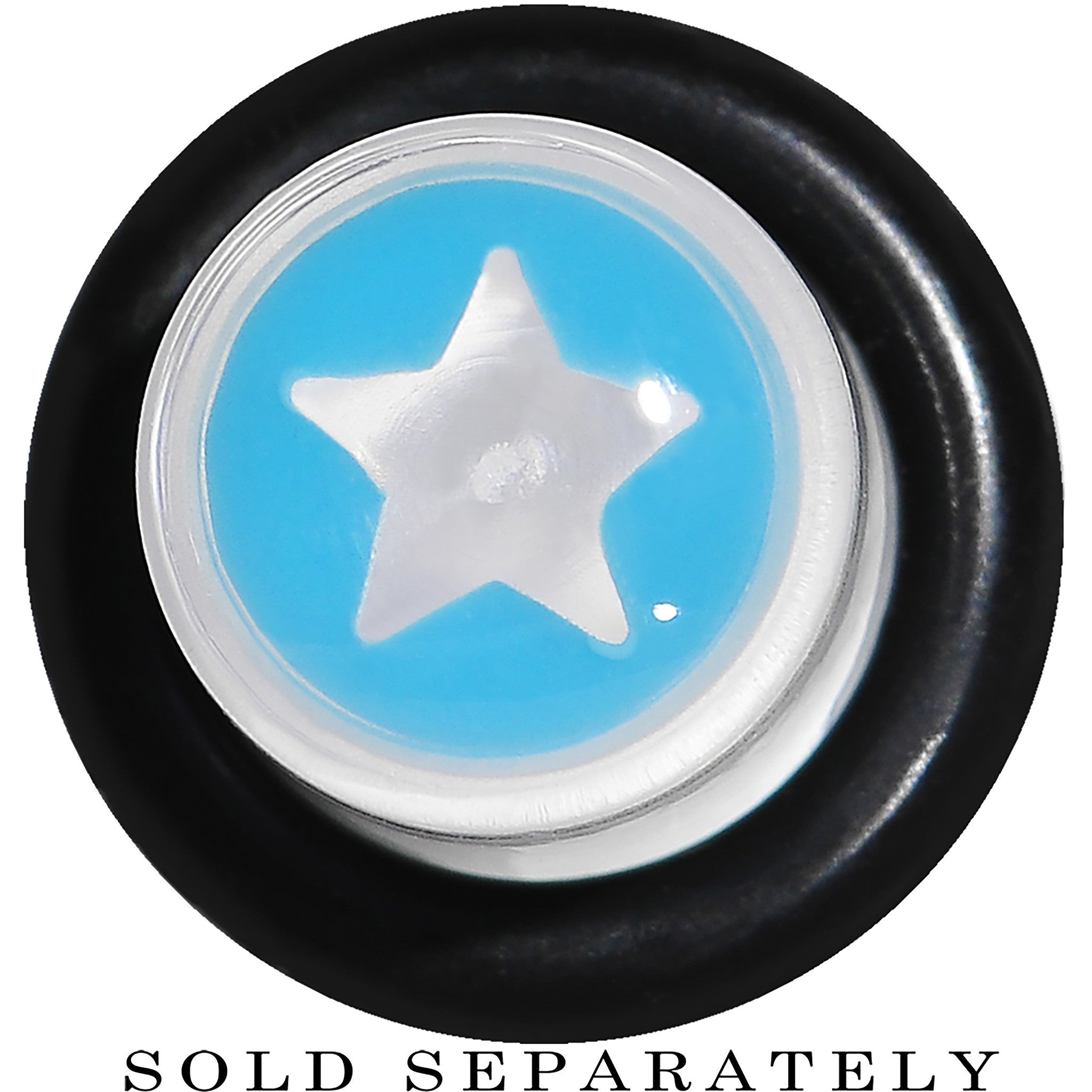 BodyCandy 0G Clear Light Blue Acrylic Wish on a Star Taper — detail close-up
