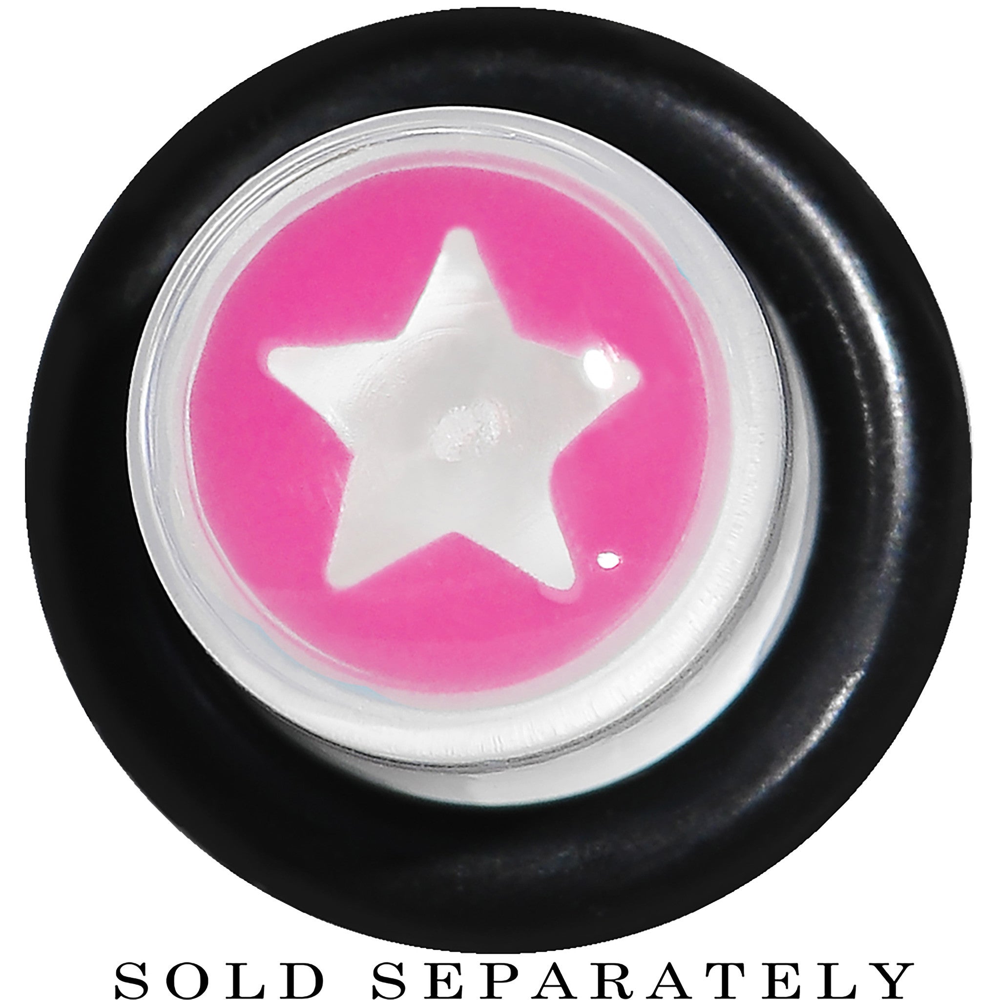 BodyCandy 0G Clear Pink Acrylic Wish on a Star Taper — detail close-up