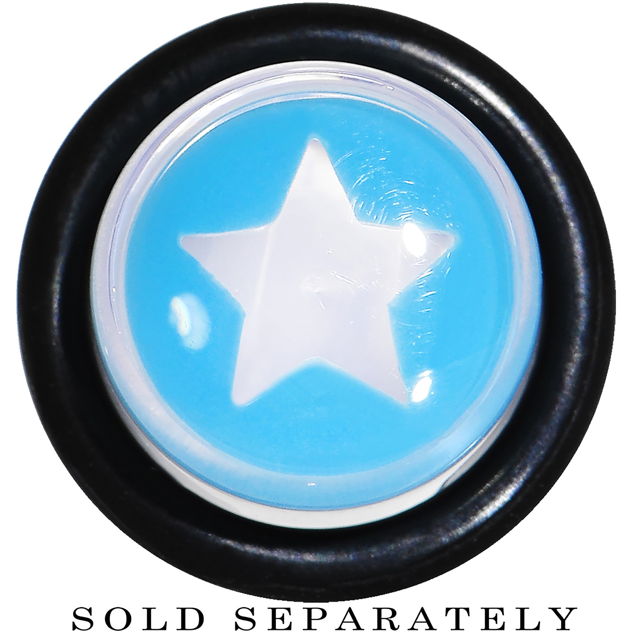 BodyCandy 00G Clear Light Blue Acrylic Wish on a Star Taper — detail close-up
