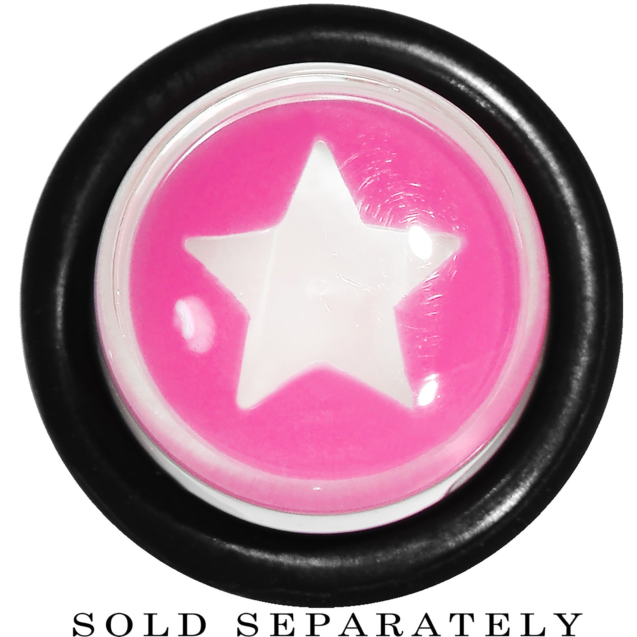 BodyCandy 00G Clear Pink Acrylic Wish on a Star Taper — detail close-up