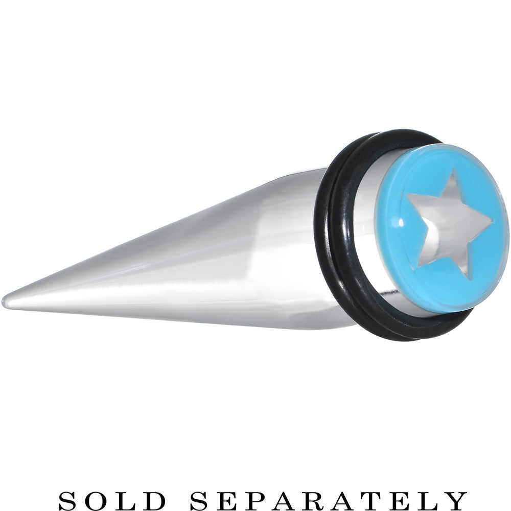 BodyCandy 1/2 Clear Light Blue Acrylic Wish on a Star Taper — main product shot