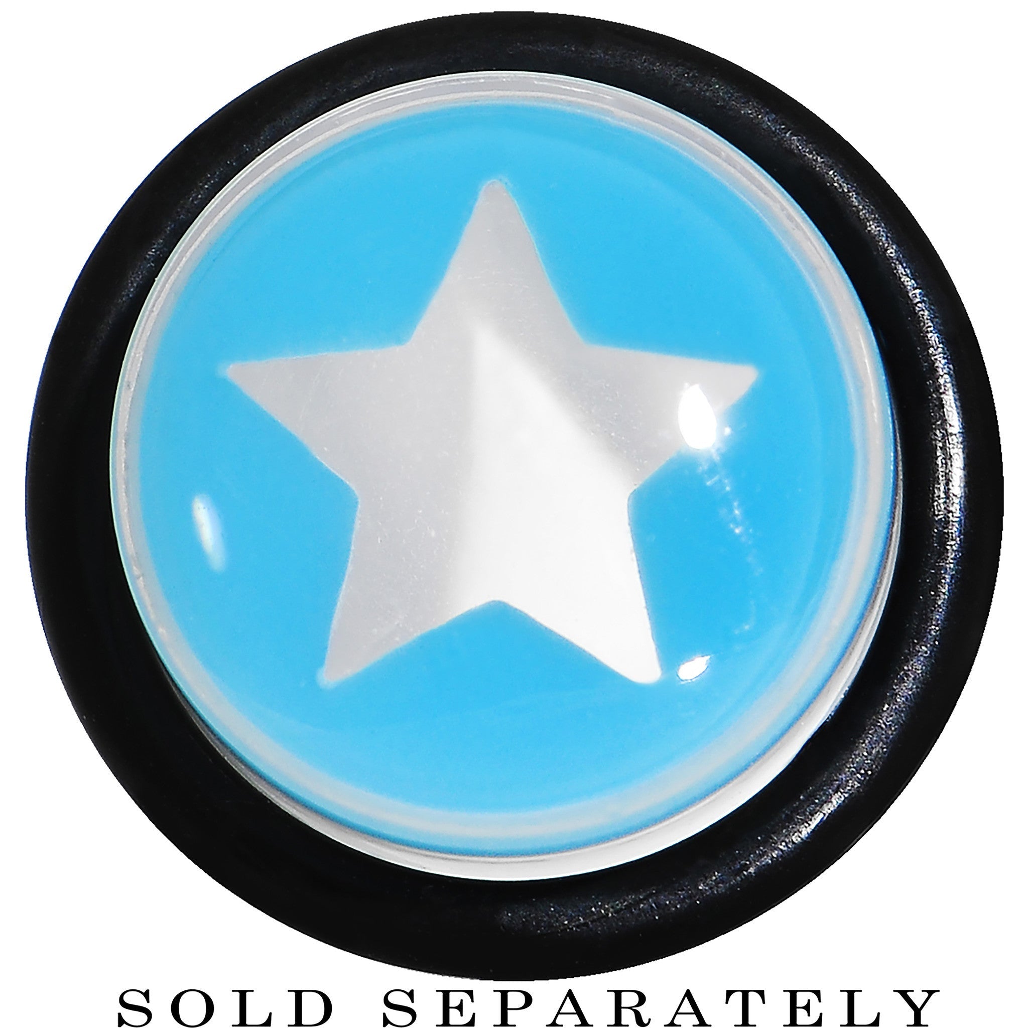 BodyCandy 1/2 Clear Light Blue Acrylic Wish on a Star Taper — detail close-up