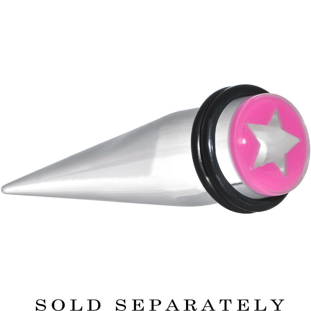 BodyCandy 1/2 Clear Pink Acrylic Wish on a Star Taper — main product shot