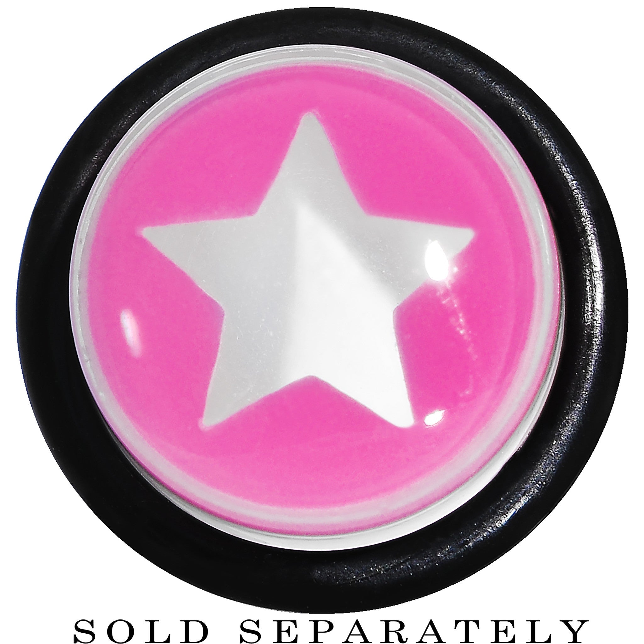 BodyCandy 1/2 Clear Pink Acrylic Wish on a Star Taper — detail close-up