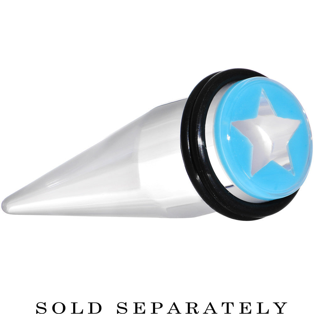 BodyCandy 9/16 Clear Light Blue Acrylic Wish on a Star Taper — main product shot
