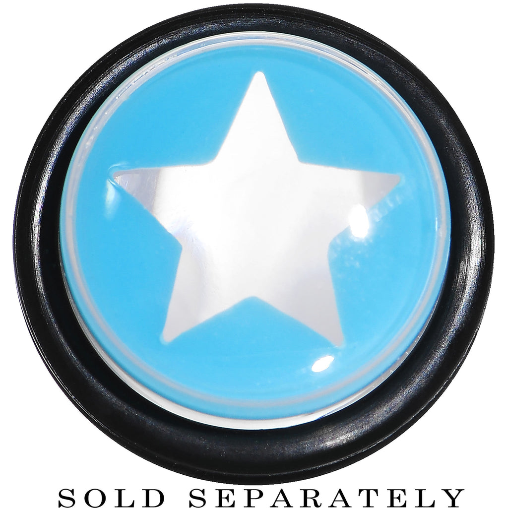 BodyCandy 9/16 Clear Light Blue Acrylic Wish on a Star Taper — detail close-up