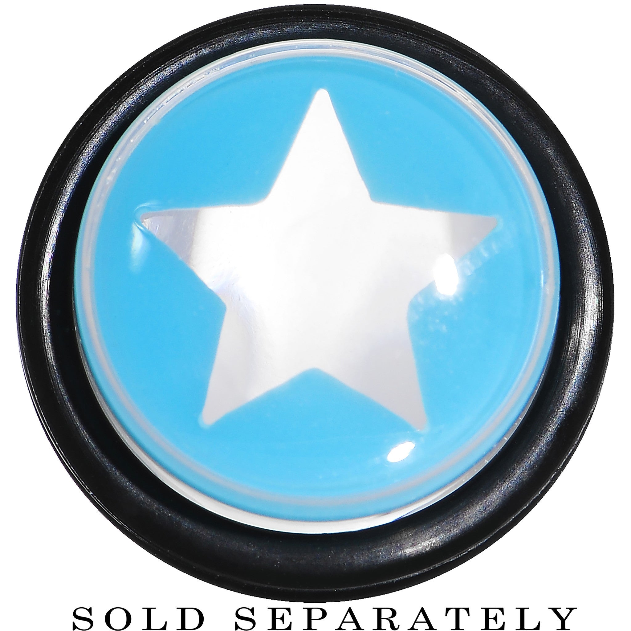 BodyCandy 9/16 Clear Light Blue Acrylic Wish on a Star Taper — detail close-up