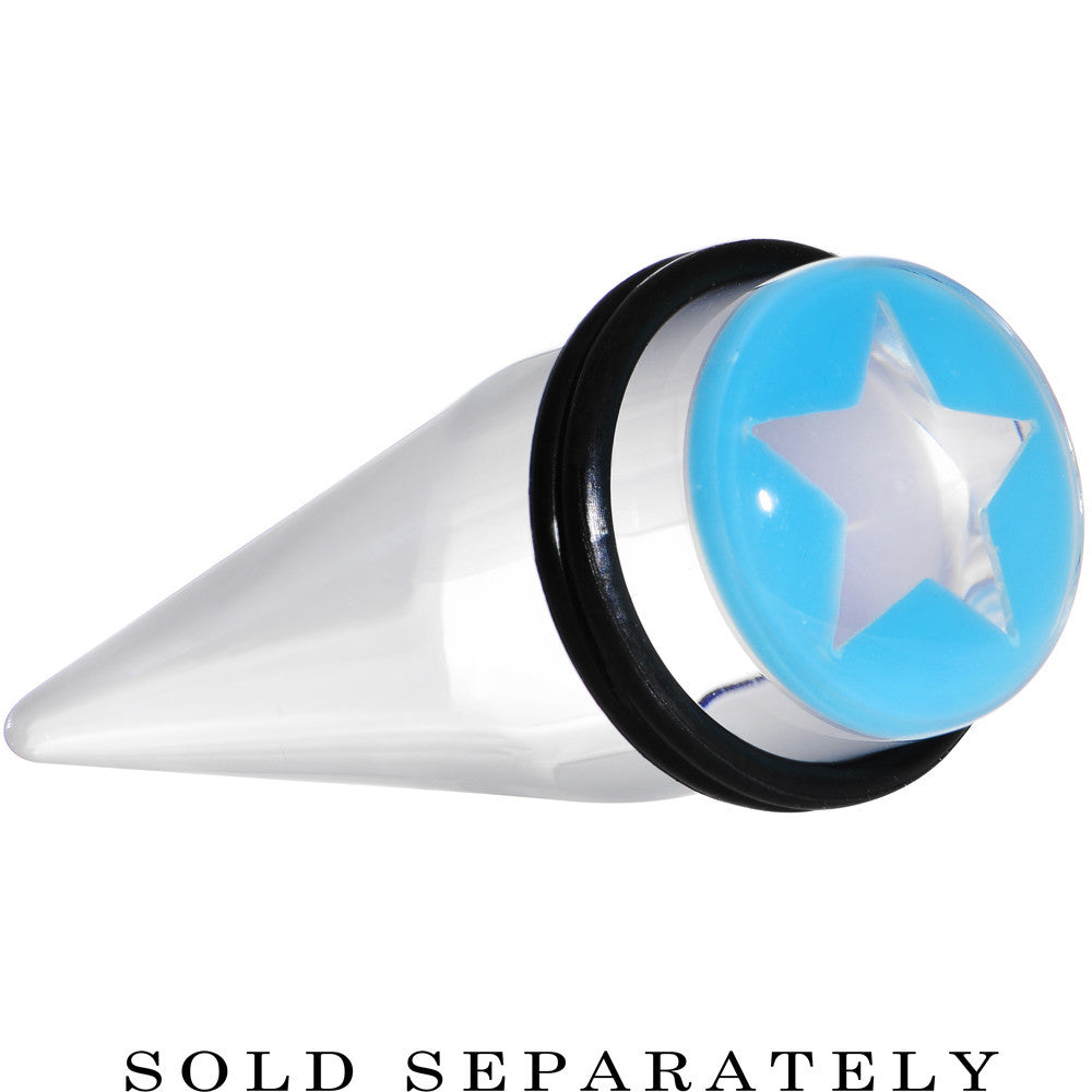 BodyCandy 5/8 Clear Light Blue Acrylic Wish on a Star Taper — main product shot