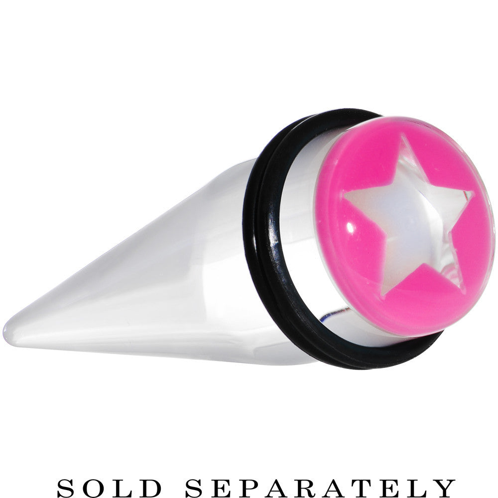 BodyCandy 5/8 Clear Pink Acrylic Wish on a Star Taper — main product shot