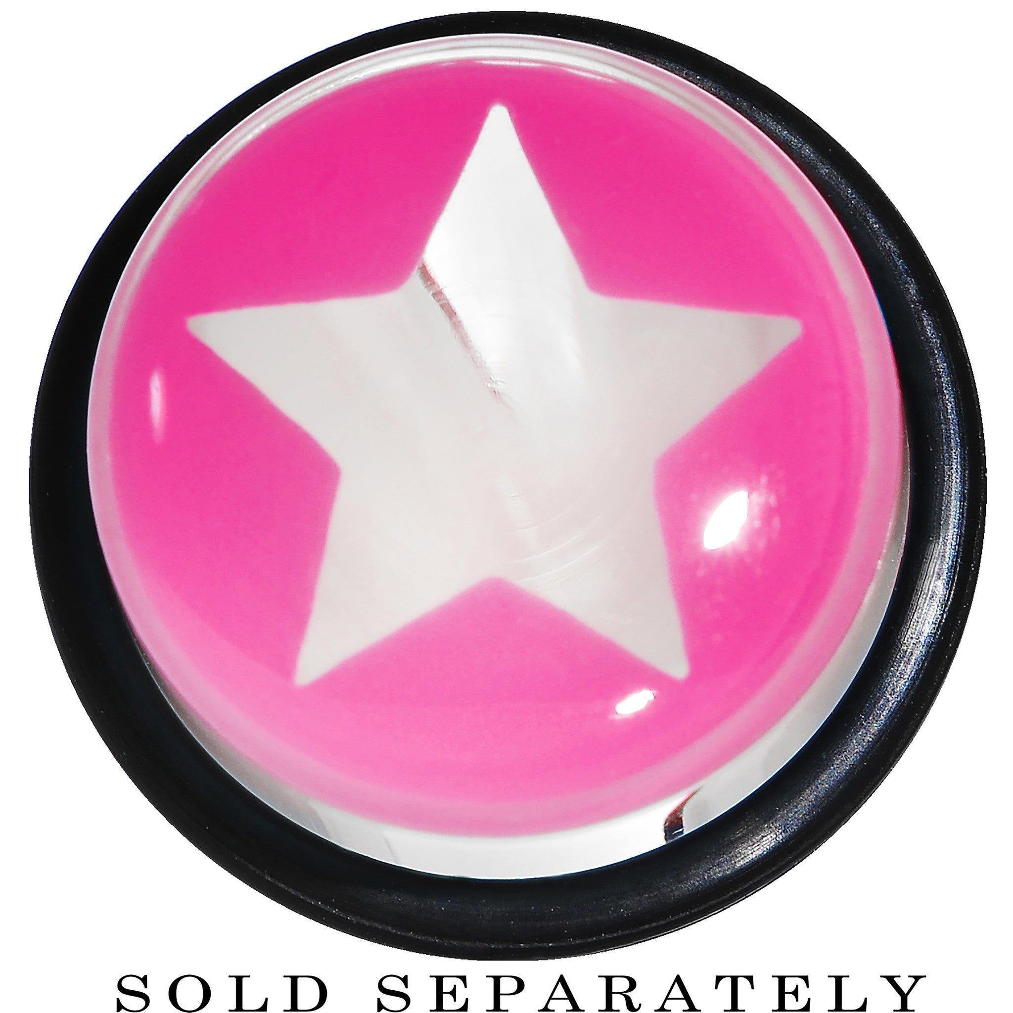 BodyCandy 5/8 Clear Pink Acrylic Wish on a Star Taper — detail close-up