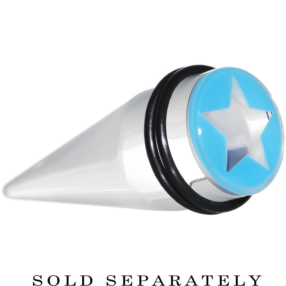 BodyCandy 18mm Clear Light Blue Acrylic Wish on a Star Taper — main product shot