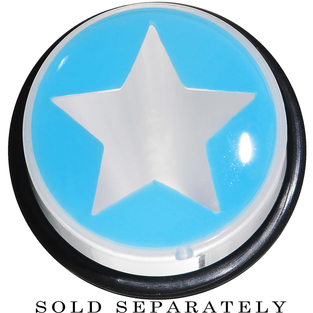 BodyCandy 18mm Clear Light Blue Acrylic Wish on a Star Taper — detail close-up