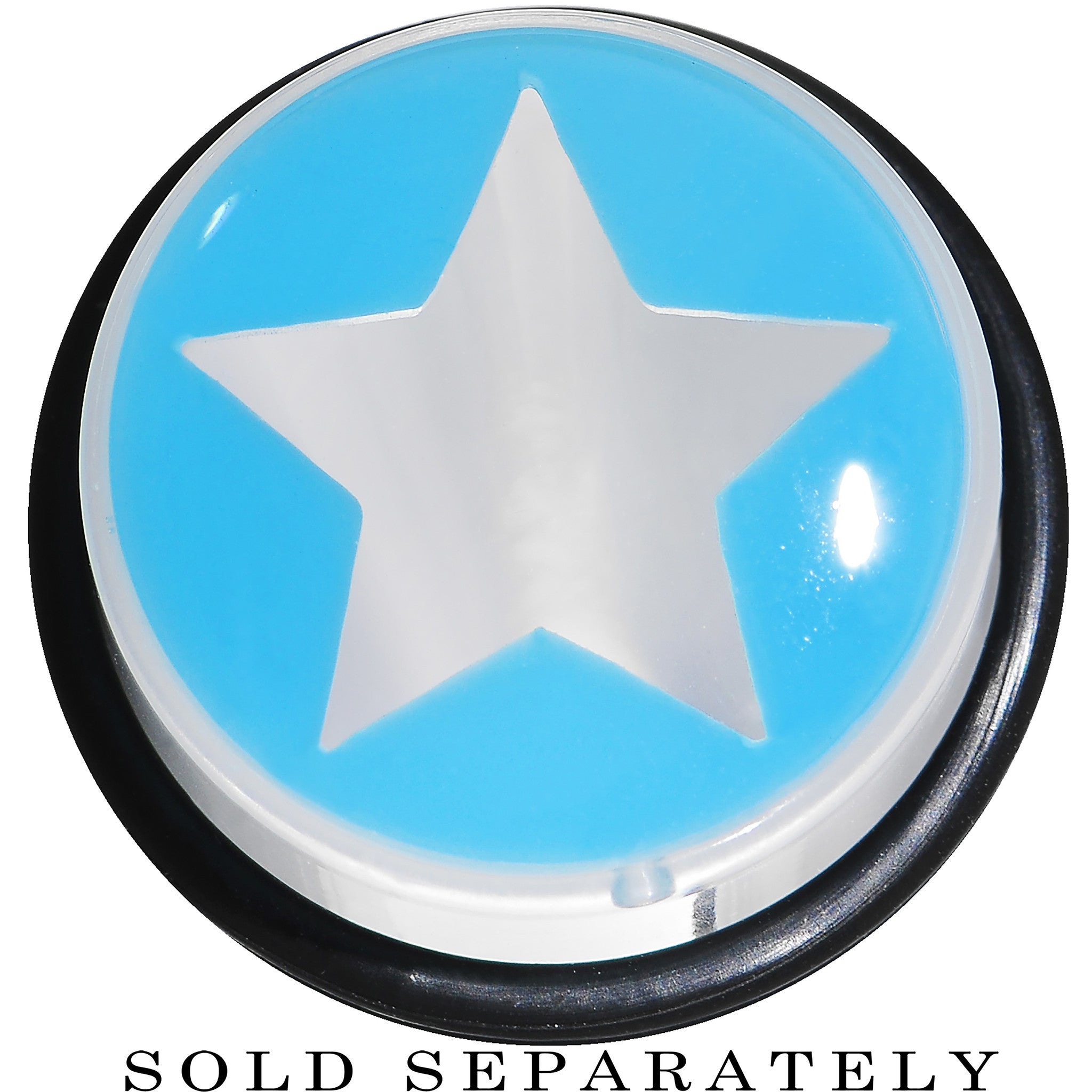 BodyCandy 18mm Clear Light Blue Acrylic Wish on a Star Taper — detail close-up