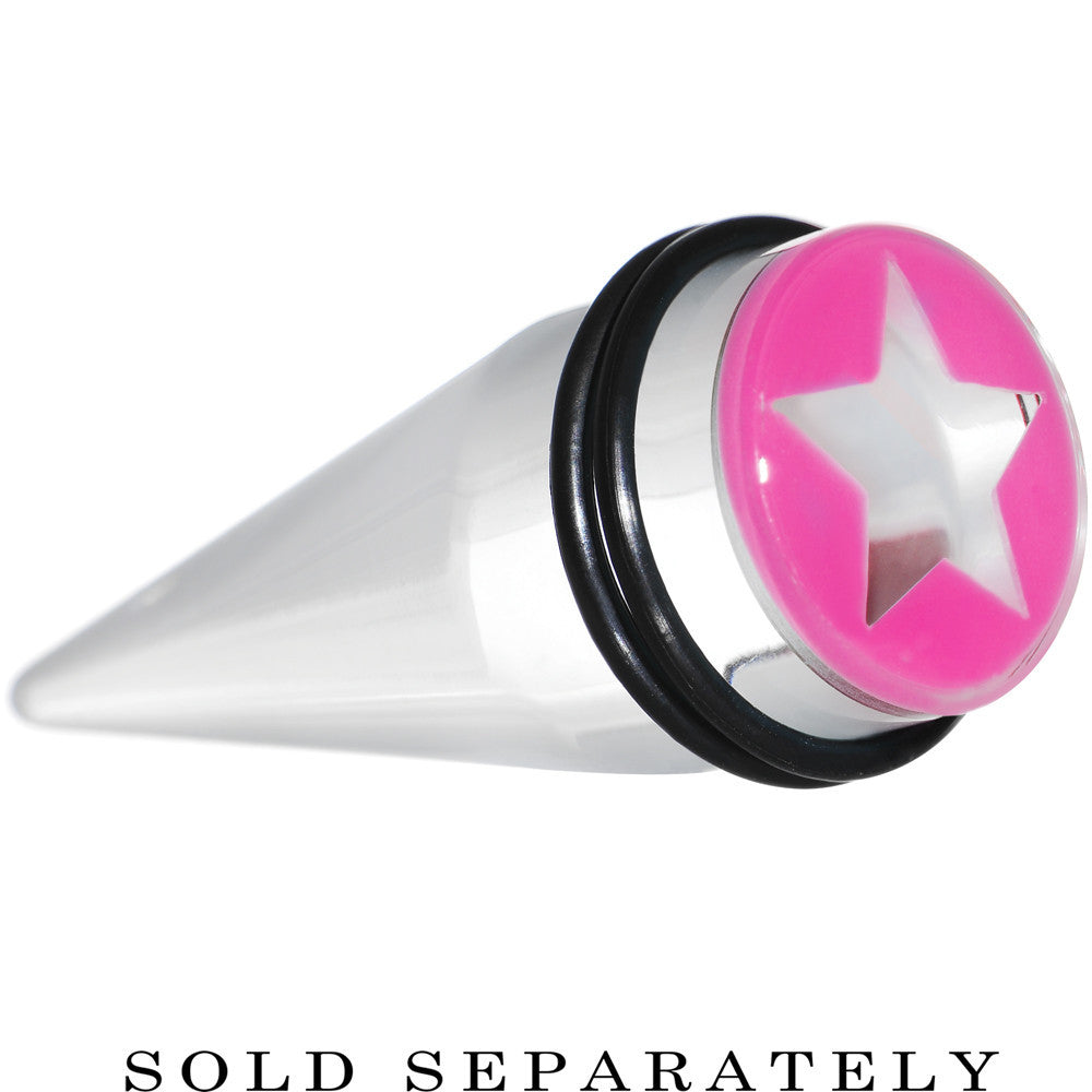 BodyCandy 18mm Clear Pink Acrylic Wish on a Star Taper — main product shot