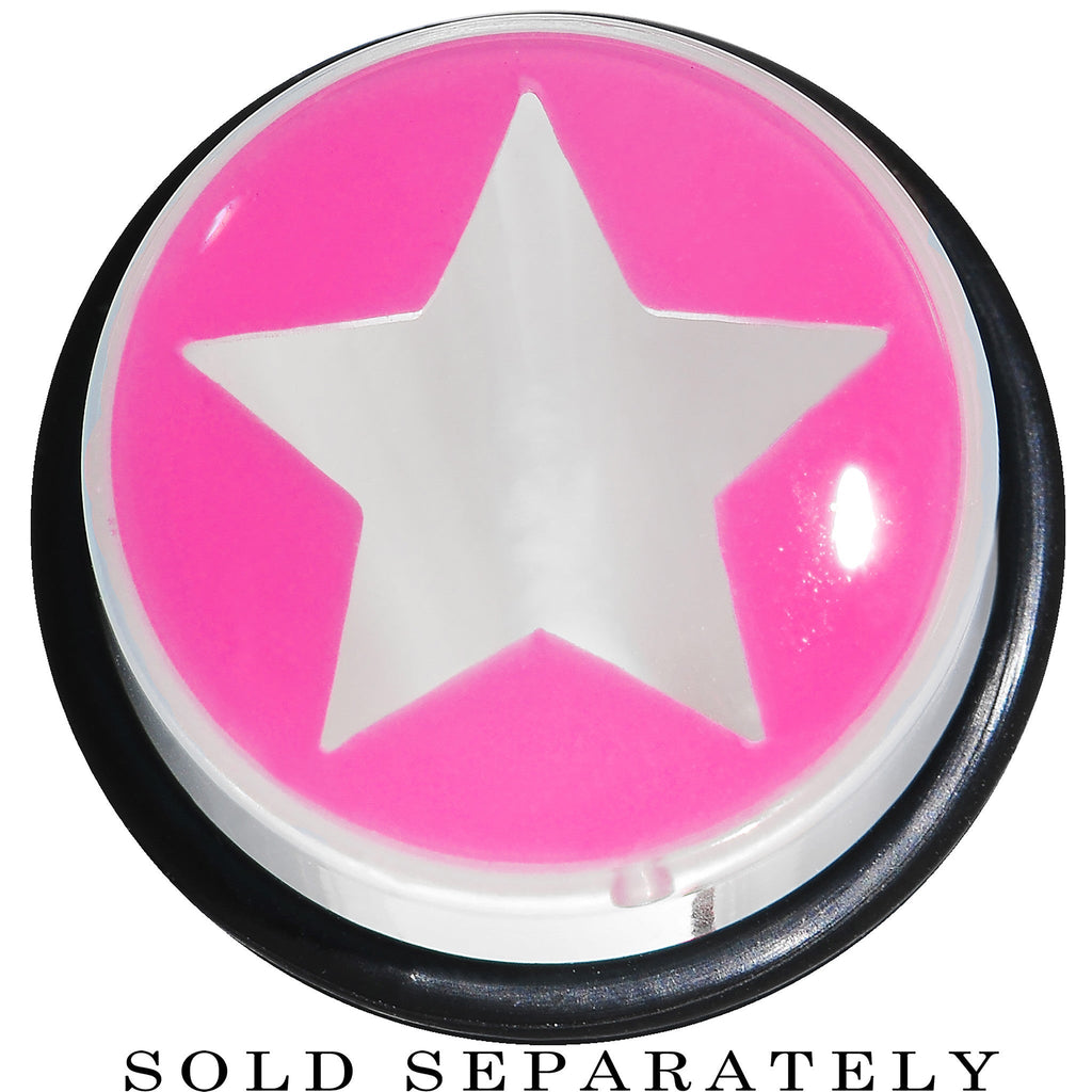BodyCandy 18mm Clear Pink Acrylic Wish on a Star Taper — detail close-up