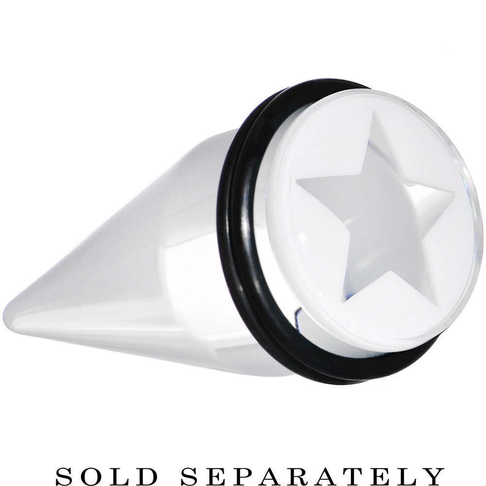 BodyCandy 20mm Clear White Acrylic Wish on a Star Taper — main product shot