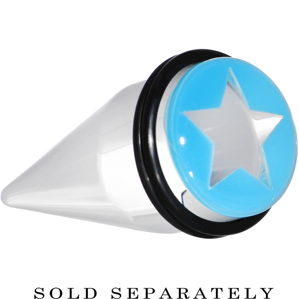 BodyCandy 20mm Clear Light Blue Acrylic Wish on a Star Taper — main product shot