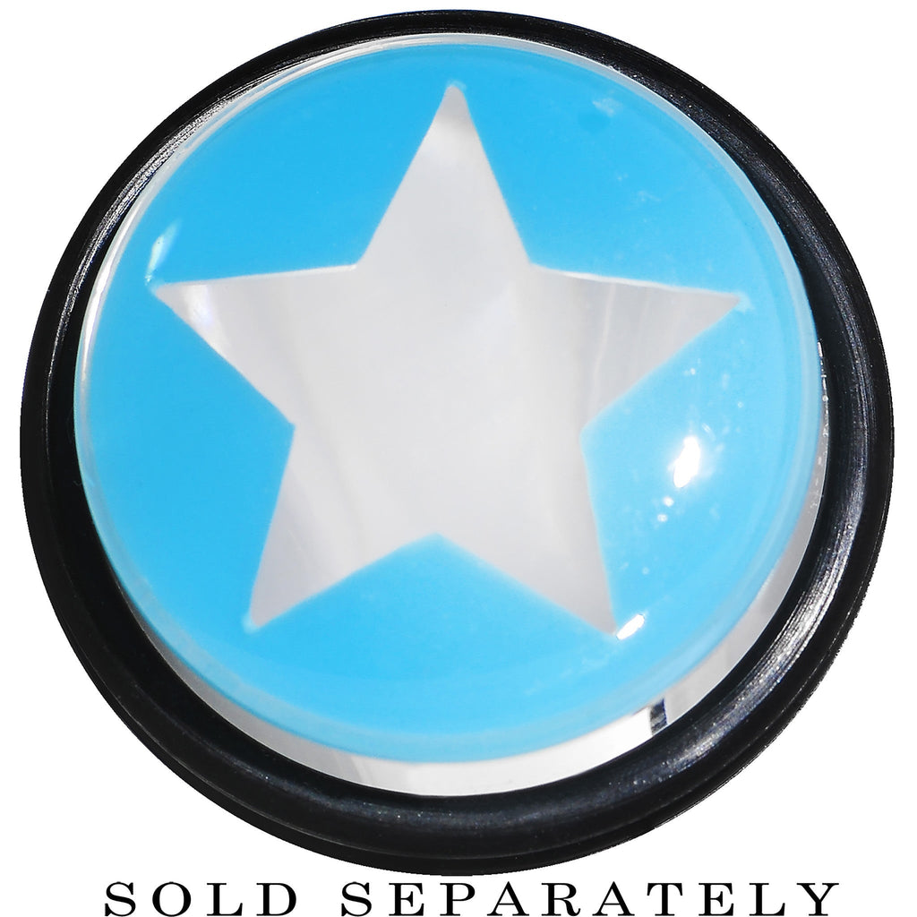BodyCandy 20mm Clear Light Blue Acrylic Wish on a Star Taper — detail close-up