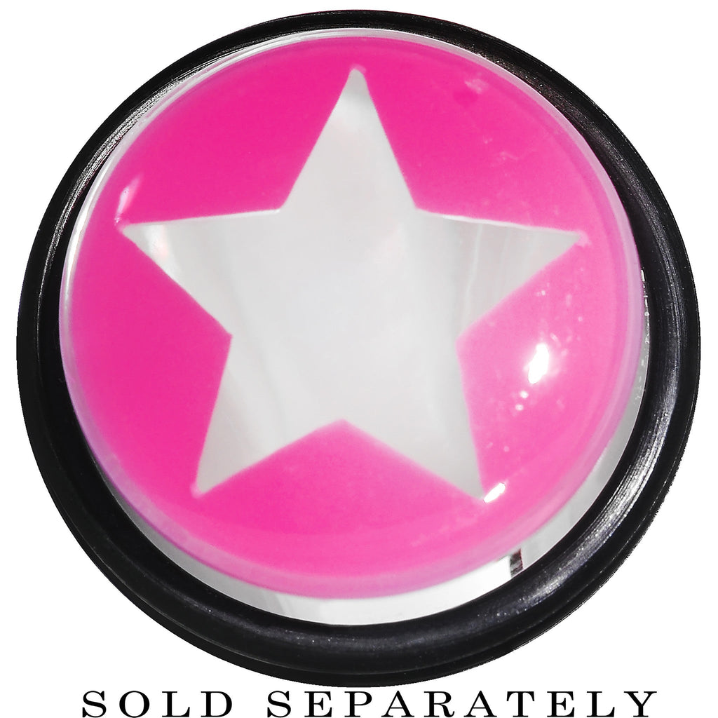 BodyCandy 20mm Clear Pink Acrylic Wish on a Star Taper — detail close-up