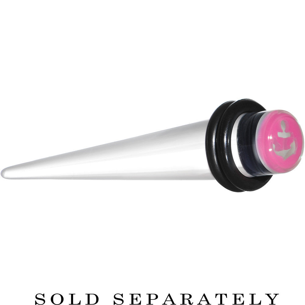 BodyCandy 0G Clear Pink Acrylic Set Sail Nautical Anchor Taper — main product shot