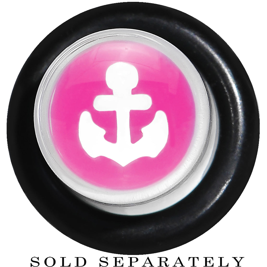 BodyCandy 0G Clear Pink Acrylic Set Sail Nautical Anchor Taper — detail close-up