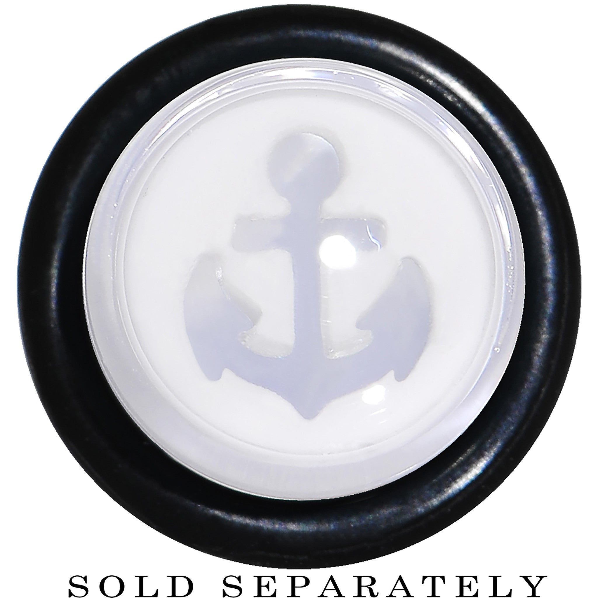 BodyCandy 00G Clear White Acrylic Set Sail Nautical Anchor Taper — detail close-up
