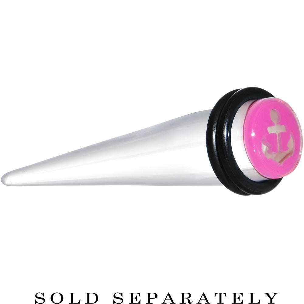 BodyCandy 00G Clear Pink Acrylic Set Sail Nautical Anchor Taper — main product shot