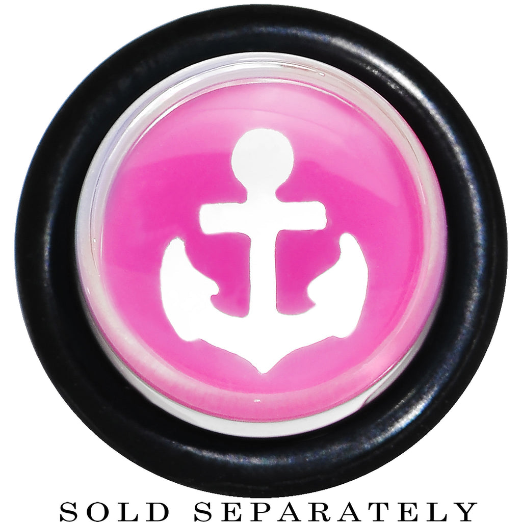 BodyCandy 00G Clear Pink Acrylic Set Sail Nautical Anchor Taper — detail close-up