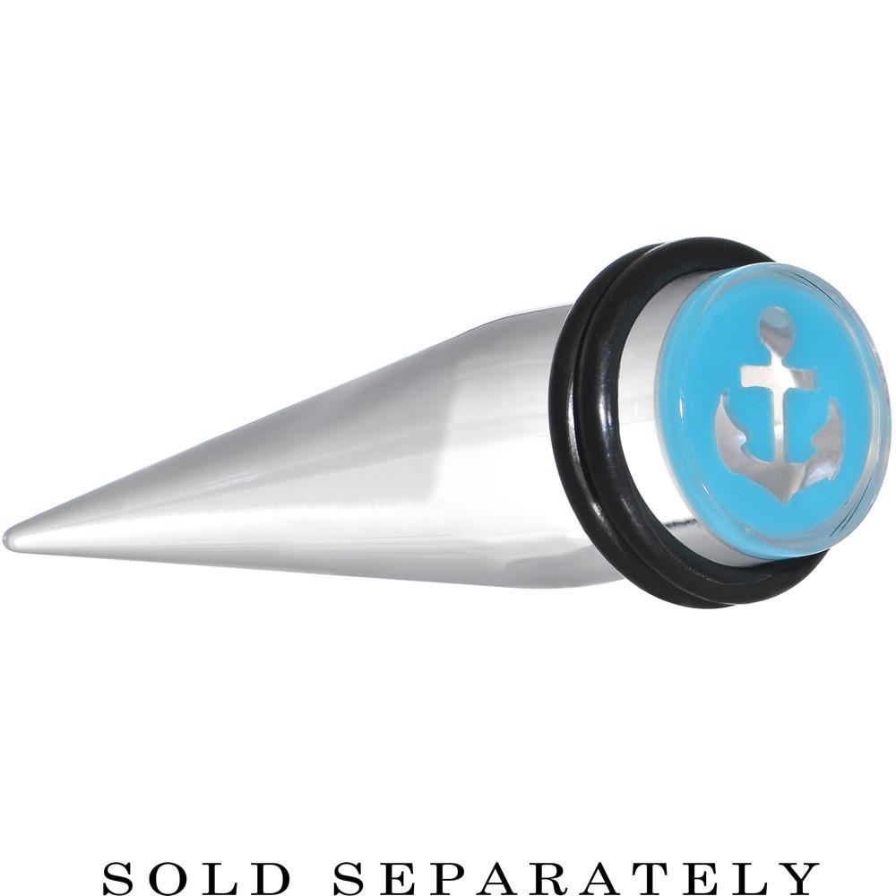 BodyCandy Clear Light Blue Acrylic Set Sail Nautical Anchor Taper 0G to 20mm — back view