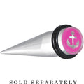 BodyCandy 1/2 Clear Pink Acrylic Set Sail Nautical Anchor Taper — main product shot