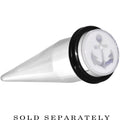 BodyCandy 9/16 Clear White Acrylic Set Sail Nautical Anchor Taper — main product shot