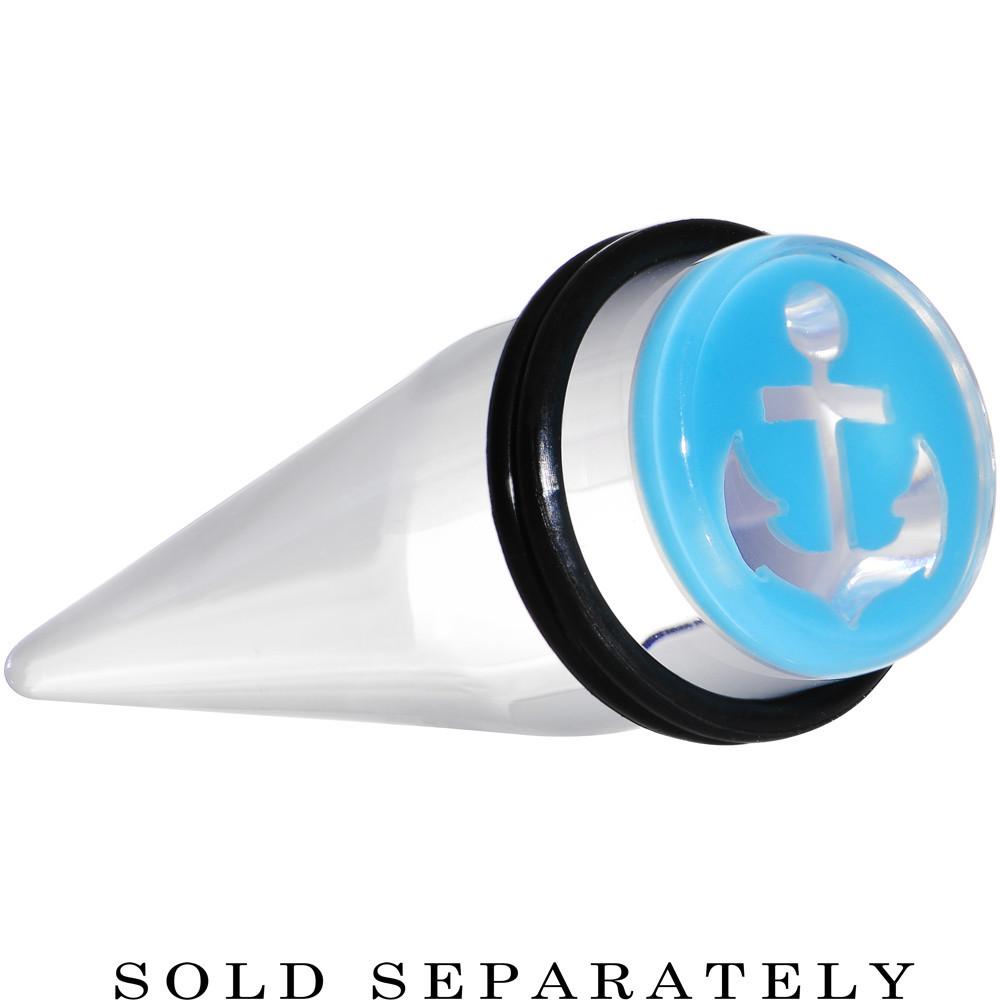 BodyCandy Clear Light Blue Acrylic Set Sail Nautical Anchor Taper 0G to 20mm — in-use photo