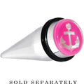 BodyCandy 5/8 Clear Pink Acrylic Set Sail Nautical Anchor Taper — main product shot