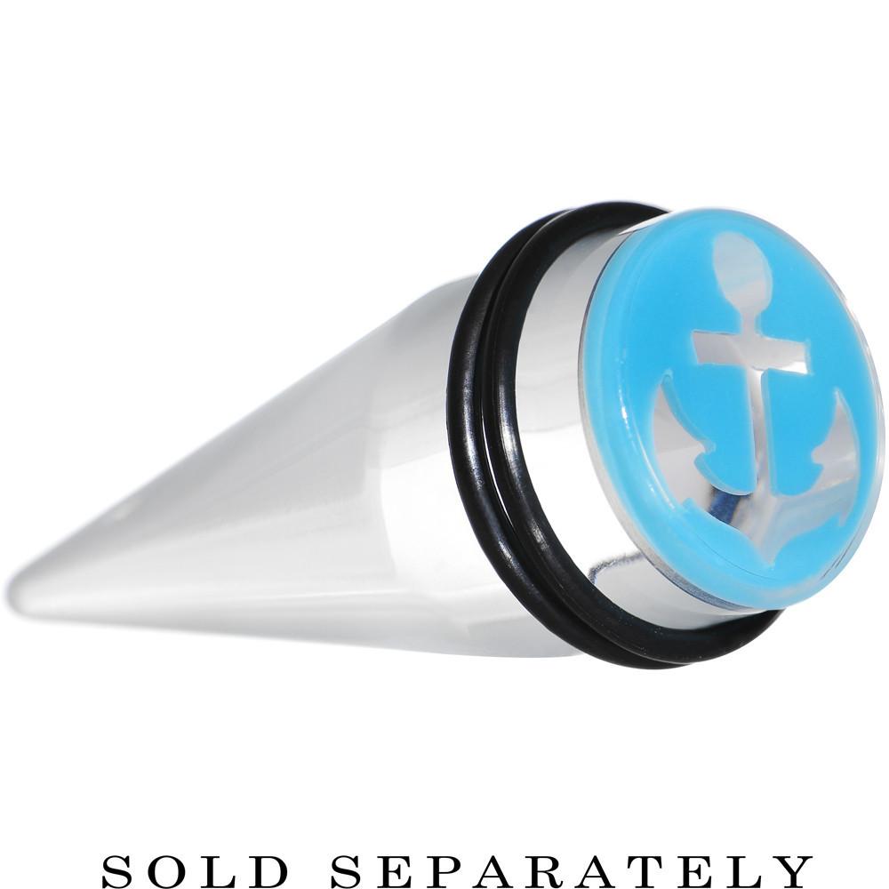 BodyCandy Clear Light Blue Acrylic Set Sail Nautical Anchor Taper 0G to 20mm — size reference