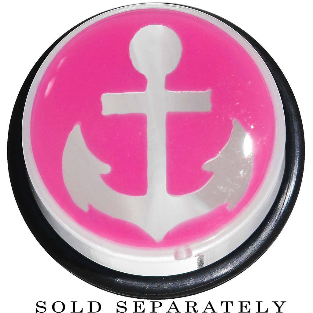 BodyCandy 18mm Clear Pink Acrylic Set Sail Nautical Anchor Taper — detail close-up