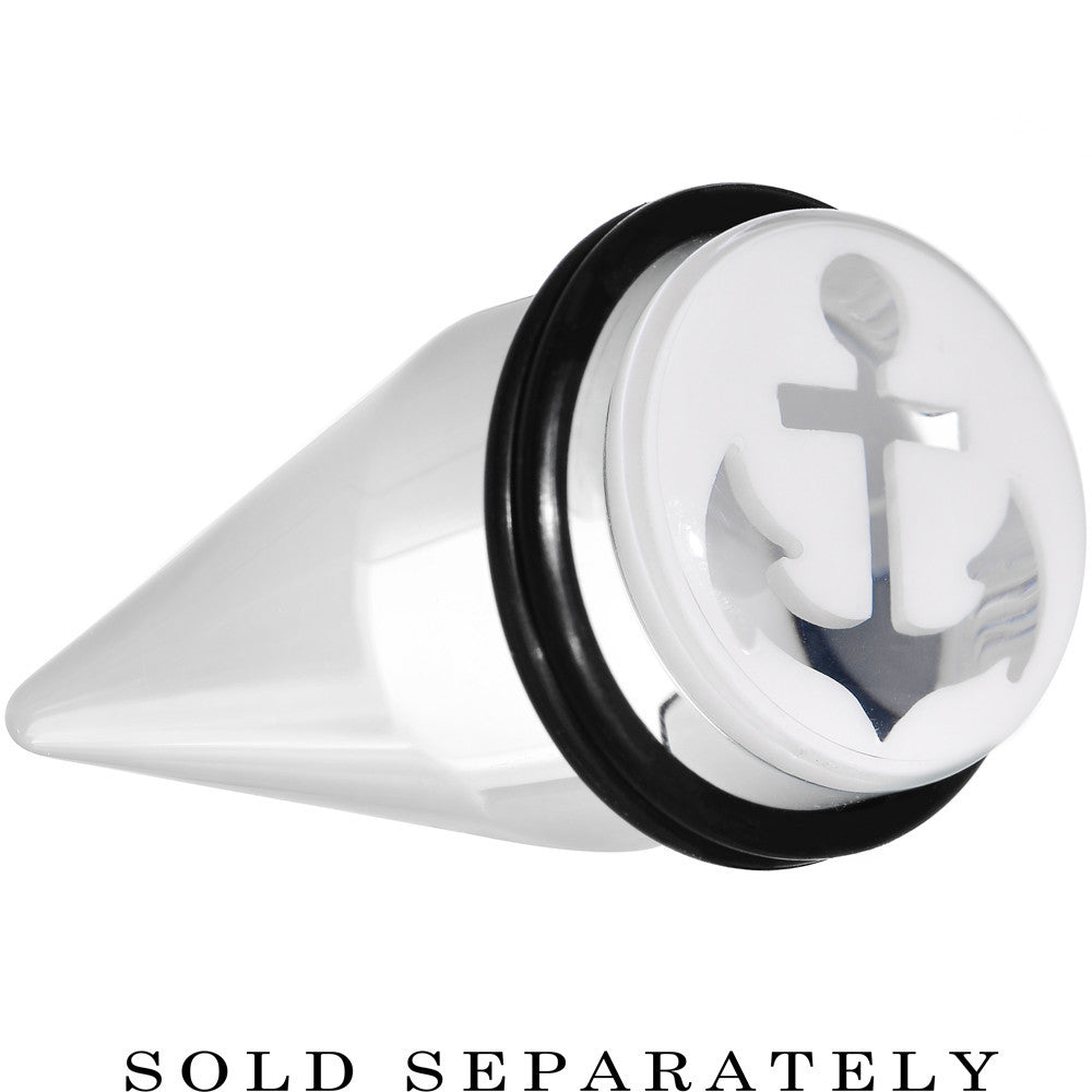 BodyCandy 20mm Clear White Acrylic Set Sail Nautical Anchor Taper — main product shot