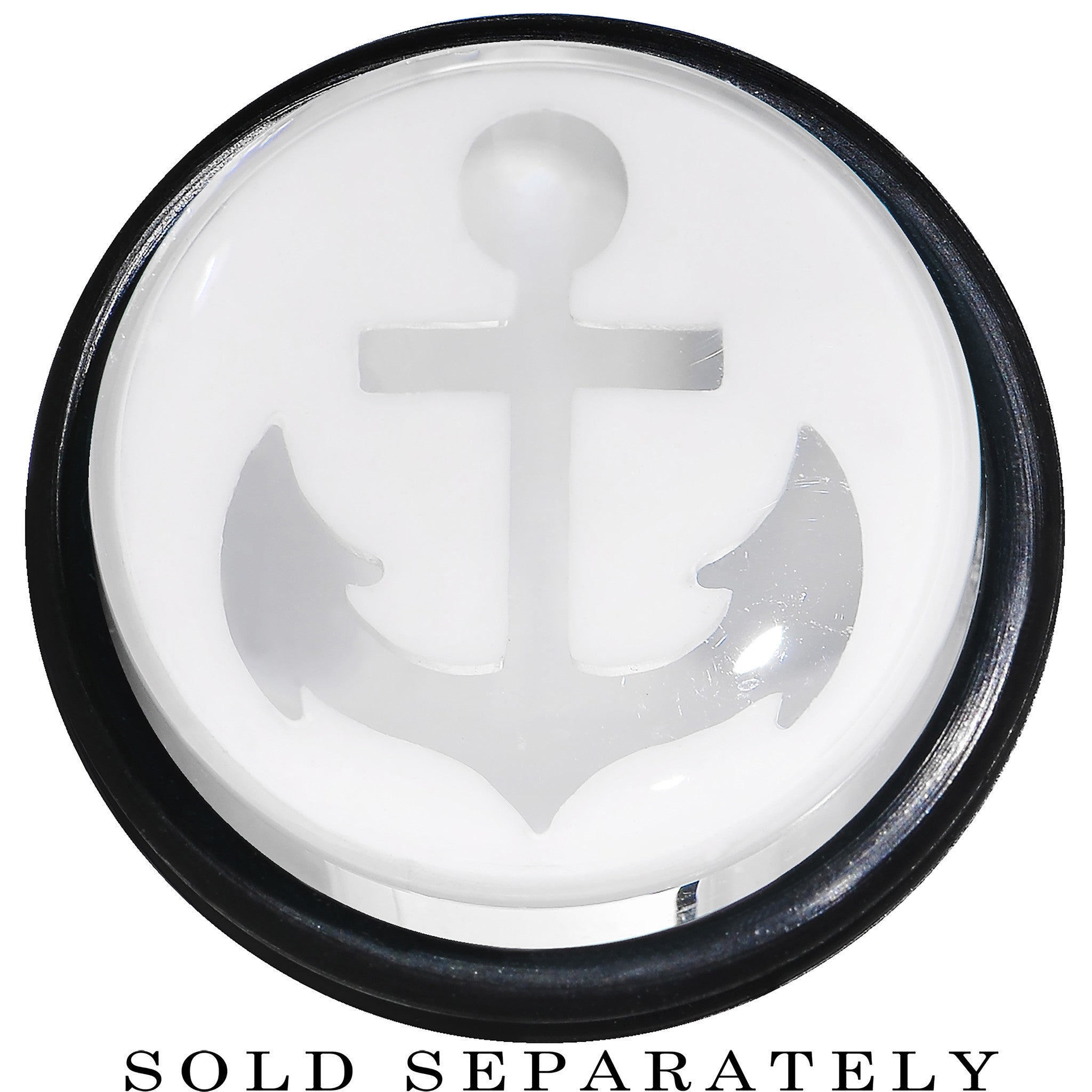 BodyCandy 20mm Clear White Acrylic Set Sail Nautical Anchor Taper — detail close-up