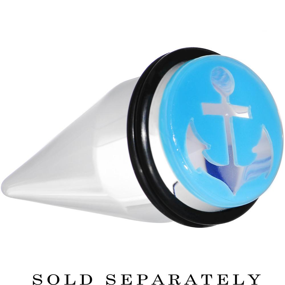 BodyCandy Clear Light Blue Acrylic Set Sail Nautical Anchor Taper 0G to 20mm — color detail