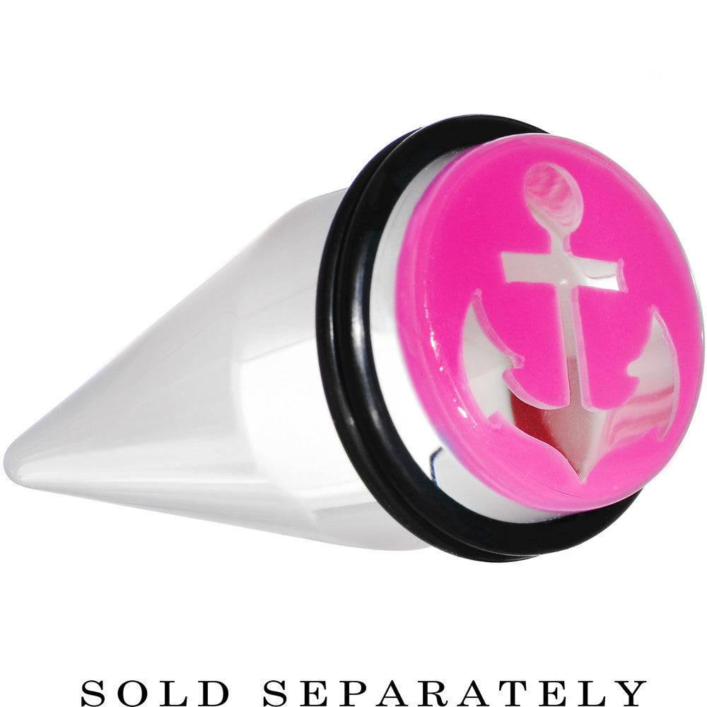 BodyCandy 20mm Clear Pink Acrylic Set Sail Nautical Anchor Taper — main product shot