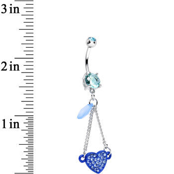 BodyCandy Aqua Double Gem Sparkling Trapeze Swing Blue Heart Dangle Belly Ring — lifestyle context
