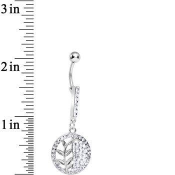BodyCandy Clear Gem Tranquility Palm Yin Yang Dangle Belly Ring — detail close-up