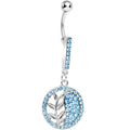 BodyCandy Aqua Gem Tranquility Palm Yin Yang Dangle Belly Ring — main product shot