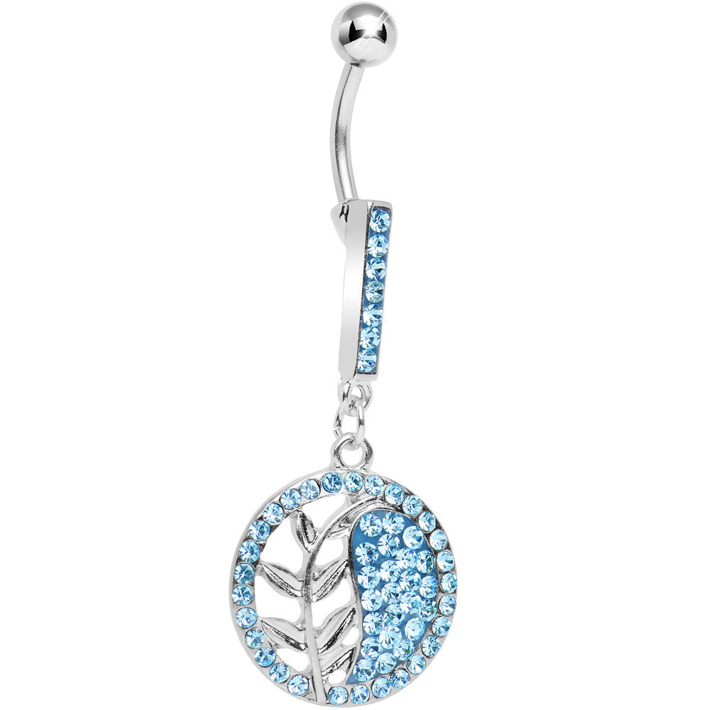 BodyCandy Aqua Gem Tranquility Palm Yin Yang Dangle Belly Ring — main product shot