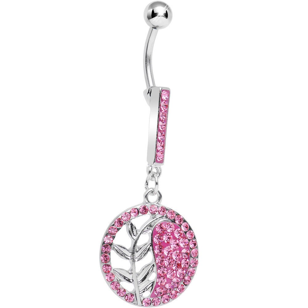 BodyCandy Pink Gem Tranquility Palm Yin Yang Dangle Belly Ring — main product shot